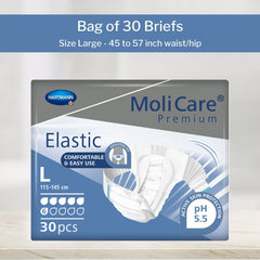 unisex adult incontinence brief molicare premium elastic 6d large disposable moderate absorbency packaging type case