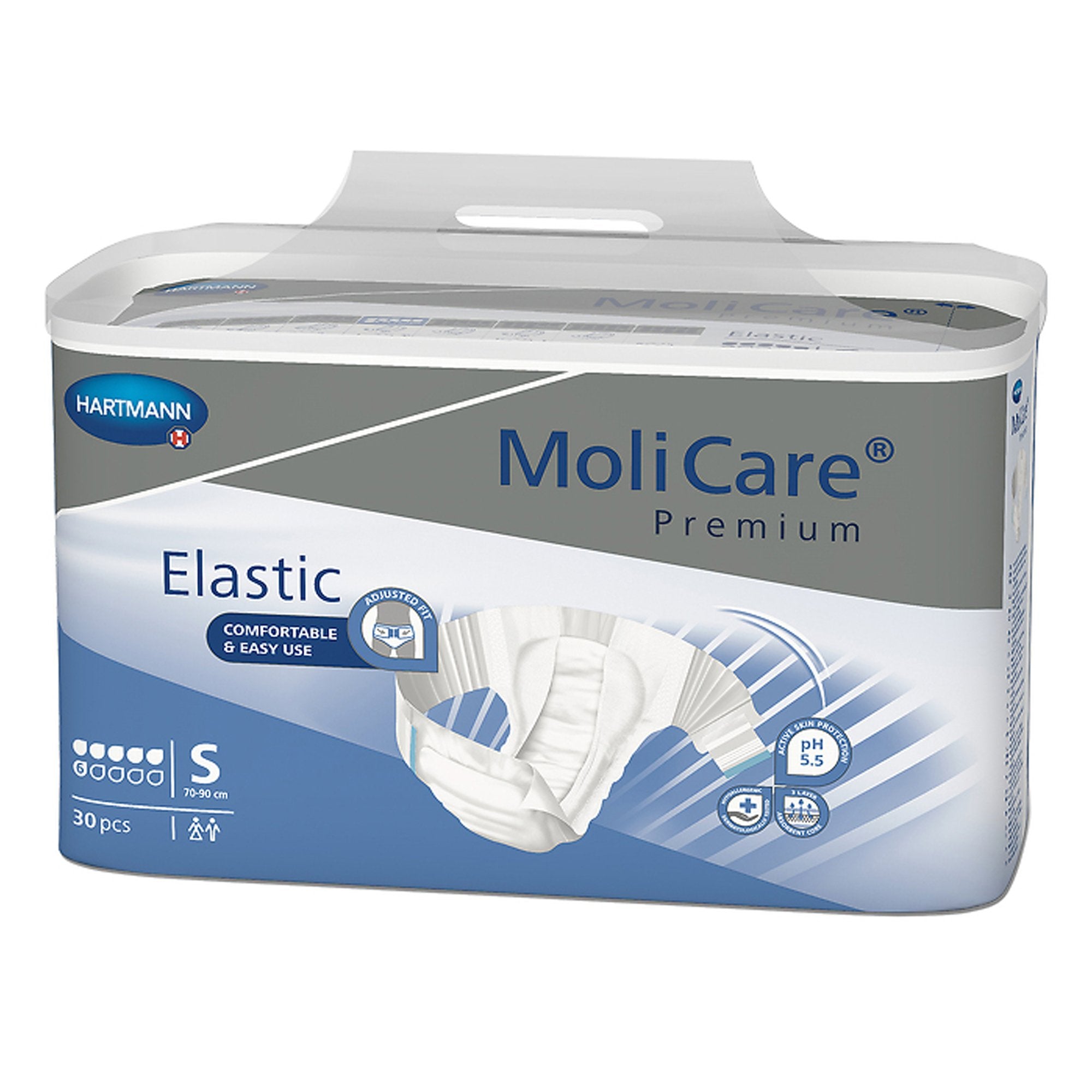 Unisex Adult Incontinence Brief MoliCare Premium Elastic 6D Small Disposable Moderate Absorbency