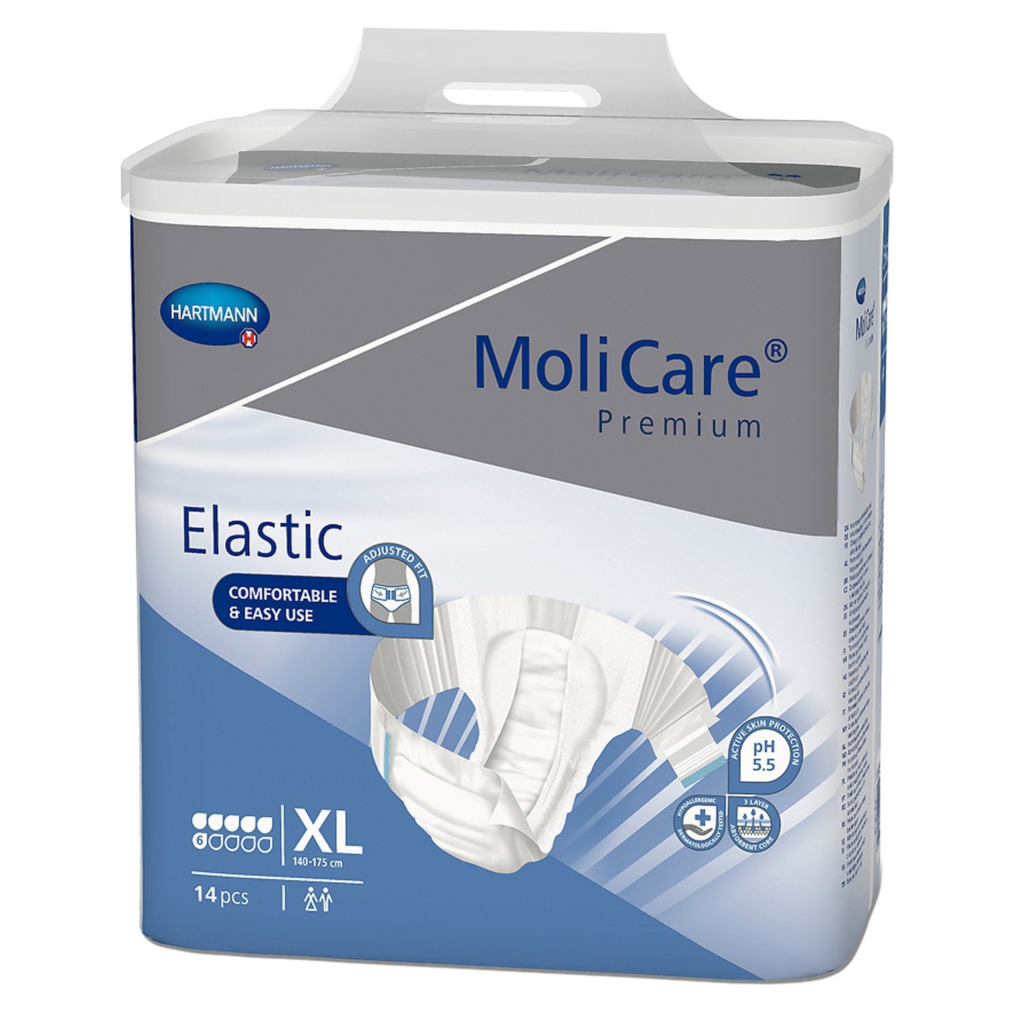 Unisex Adult Incontinence Brief MoliCare Premium Elastic 6D X Large Disposable Moderate Absorbency