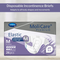 unisex adult incontinence brief molicare premium elastic 8d medium disposable heavy absorbency packaging type case