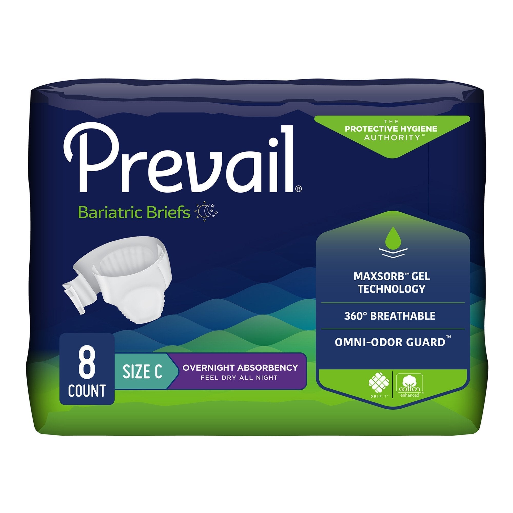 Unisex Adult Incontinence Brief Prevail Bariatric Bariatric Size C Disposable Heavy Absorbency