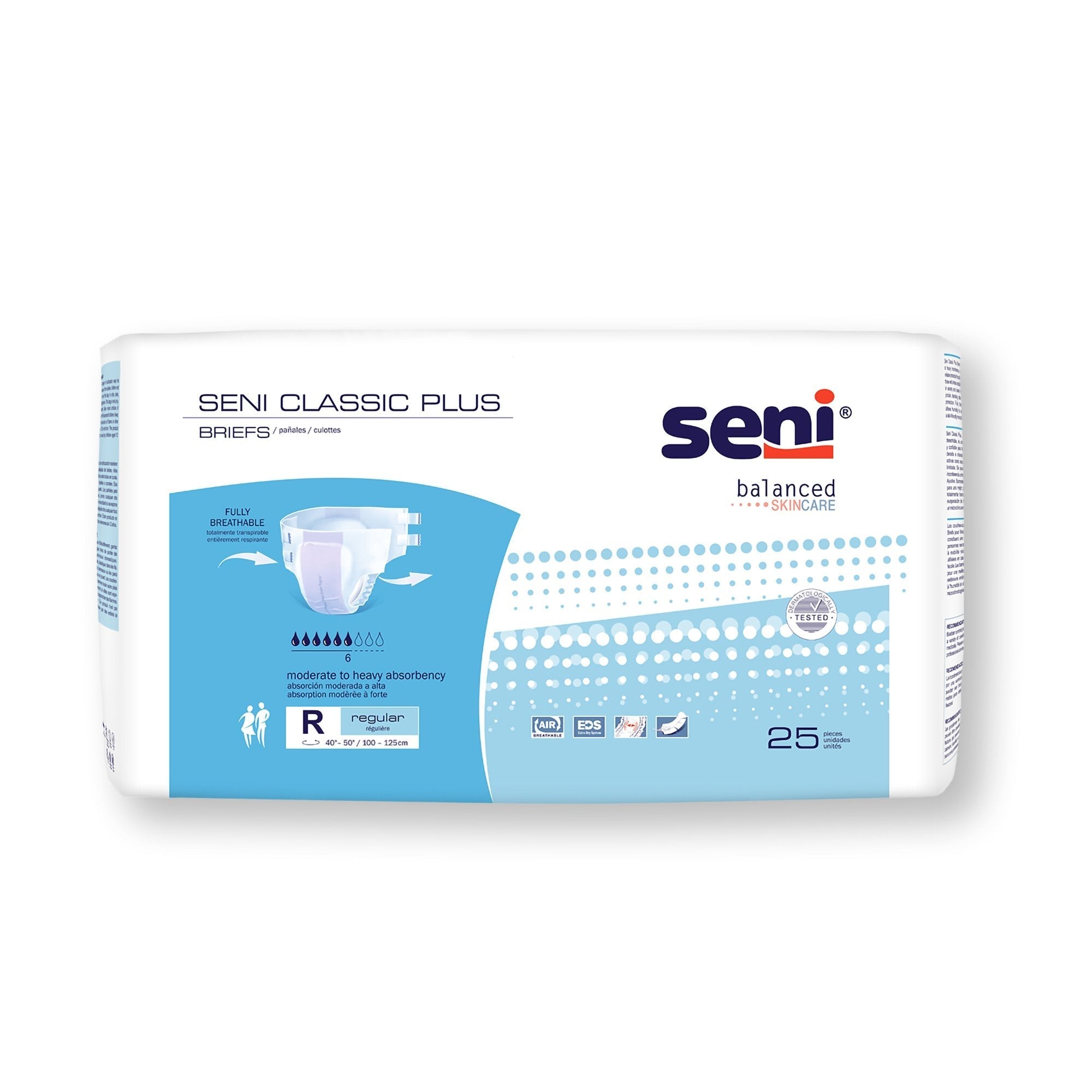 Unisex Adult Incontinence Brief Seni Classic Plus Regular Disposable Moderate Absorbency