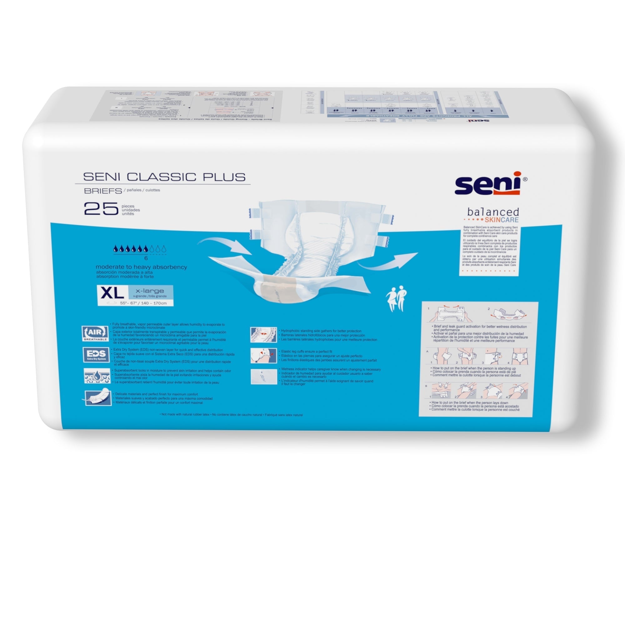 unisex adult incontinence brief seni classic plus x large disposable moderate absorbency packaging type case