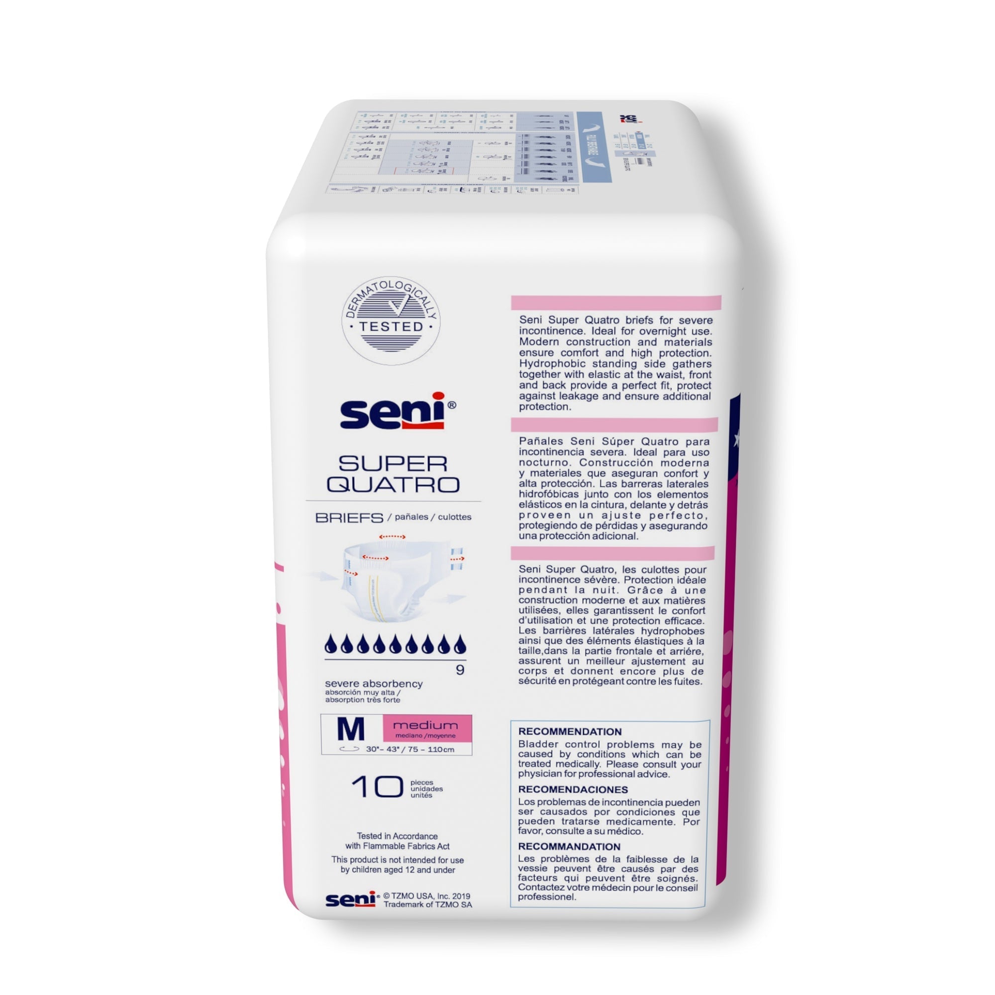 unisex adult incontinence brief seni super quatro medium disposable heavy absorbency packaging type case