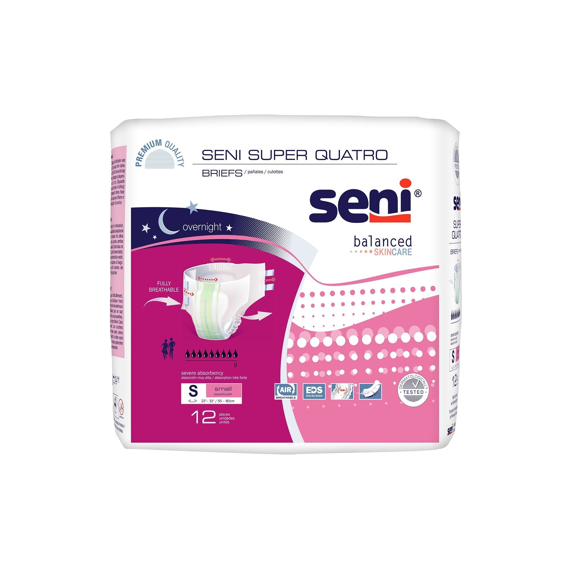 Unisex Adult Incontinence Brief Seni Super Quatro Small Disposable Heavy Absorbency