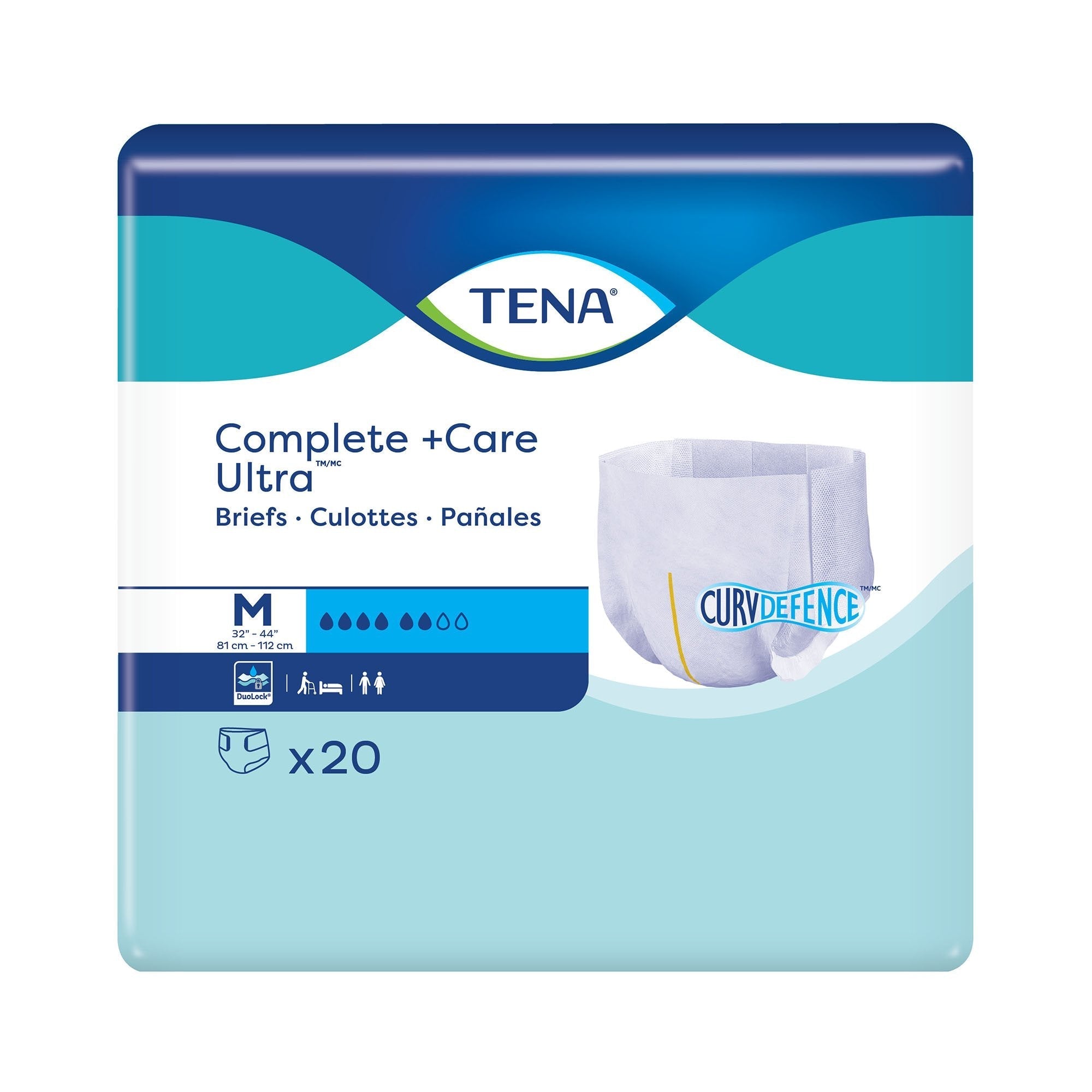 Unisex Adult Incontinence Brief TENA Complete + Care Ultra Medium Disposable Moderate Absorbency
