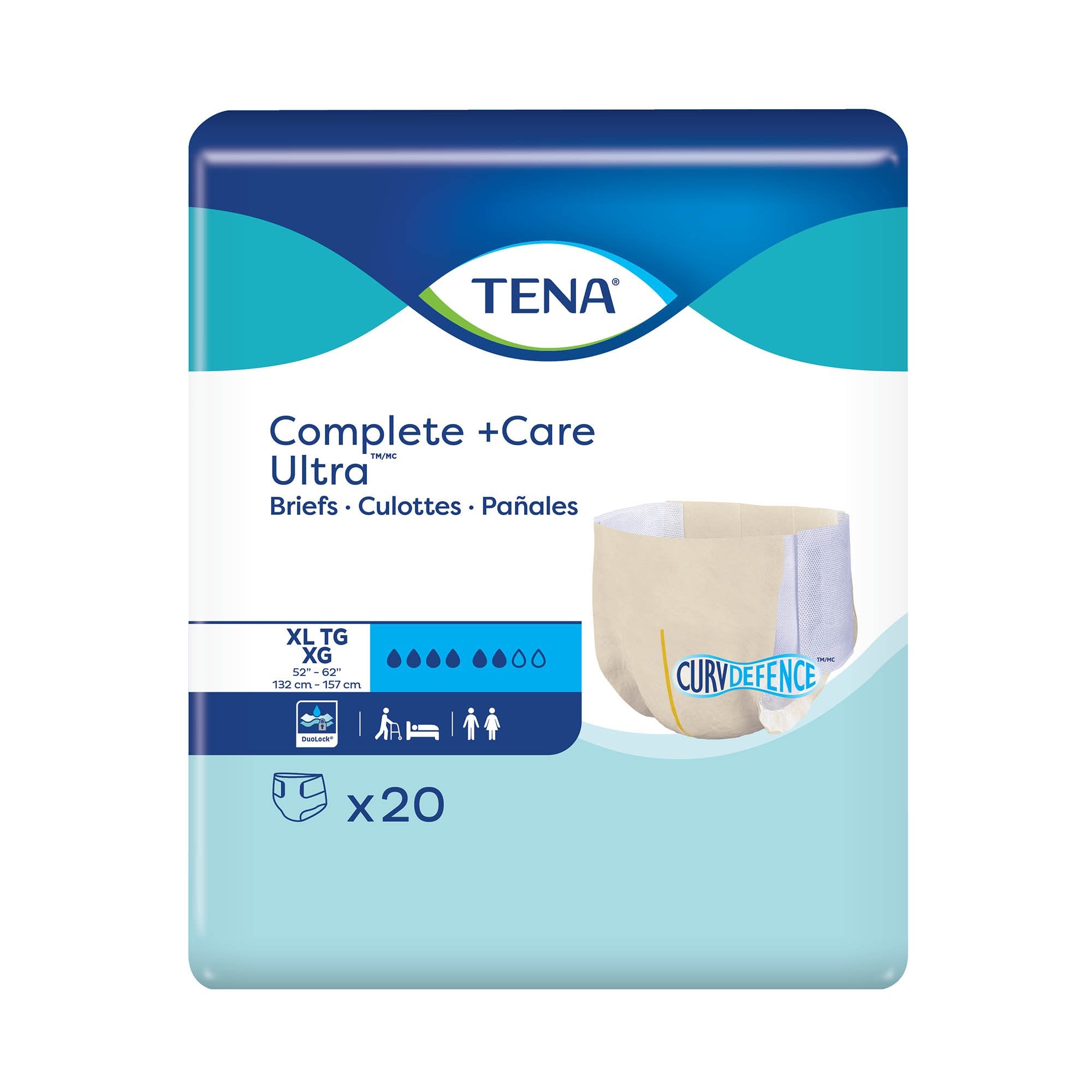 Unisex Adult Incontinence Brief TENA Complete + Care Ultra X Large Disposable Moderate Absorbency