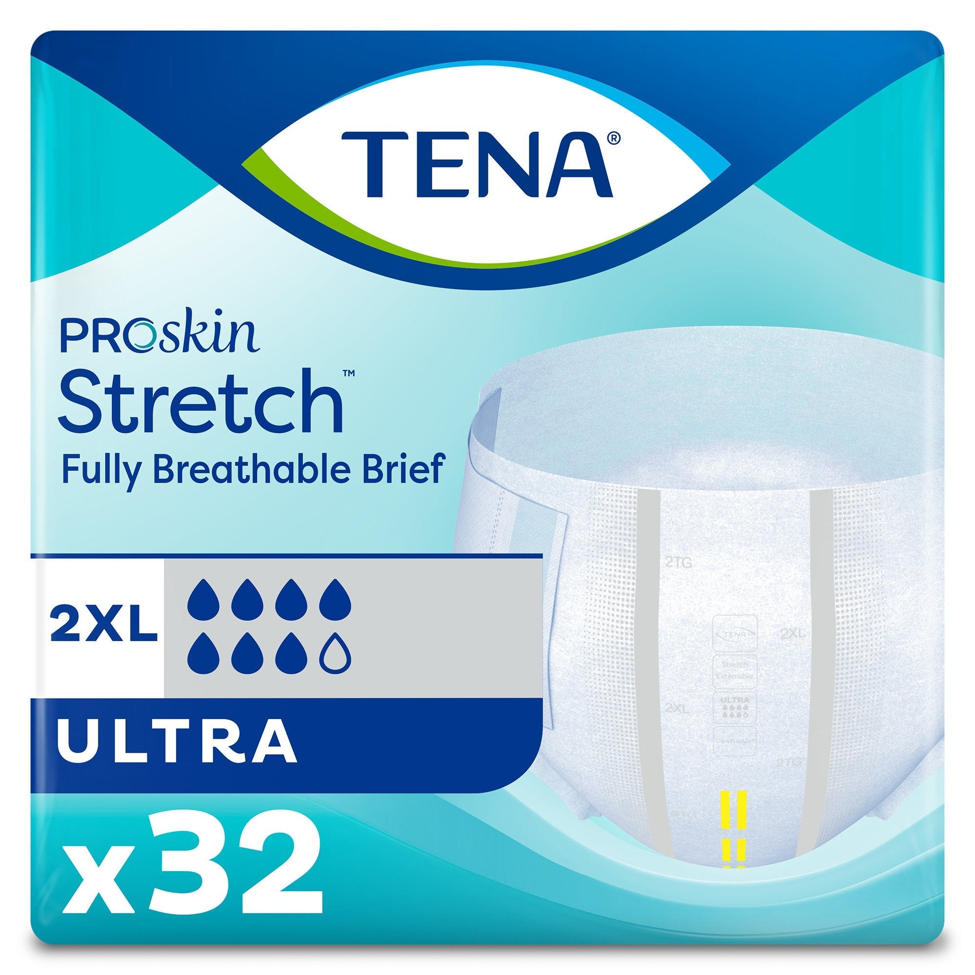 Unisex Adult Incontinence Brief TENA ProSkin Stretch Ultra 2X Large Disposable Heavy Absorbency