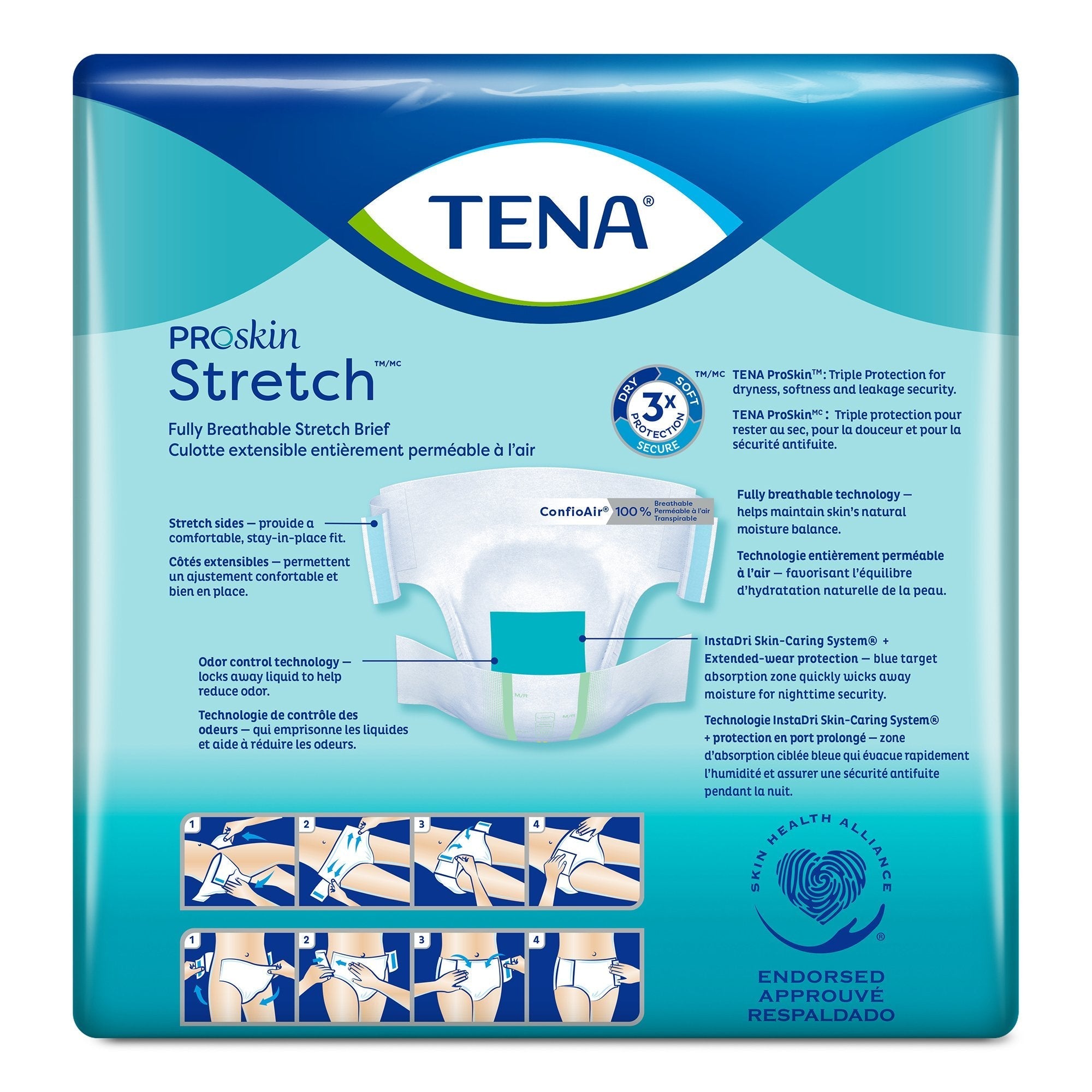 unisex adult incontinence brief tena proskin stretch™ super medium disposable heavy absorbency