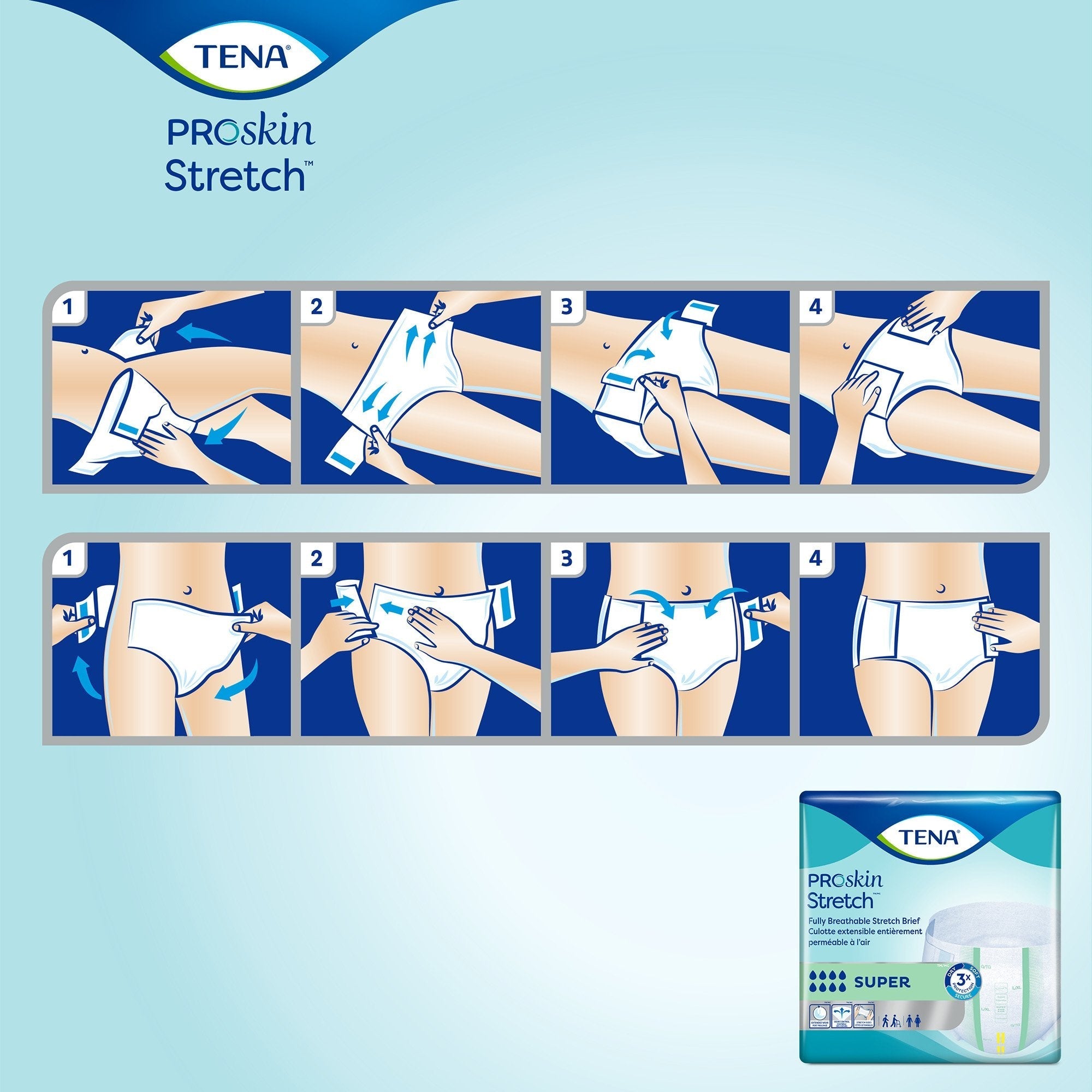 unisex adult incontinence brief tena proskin stretch™ super medium disposable heavy absorbency