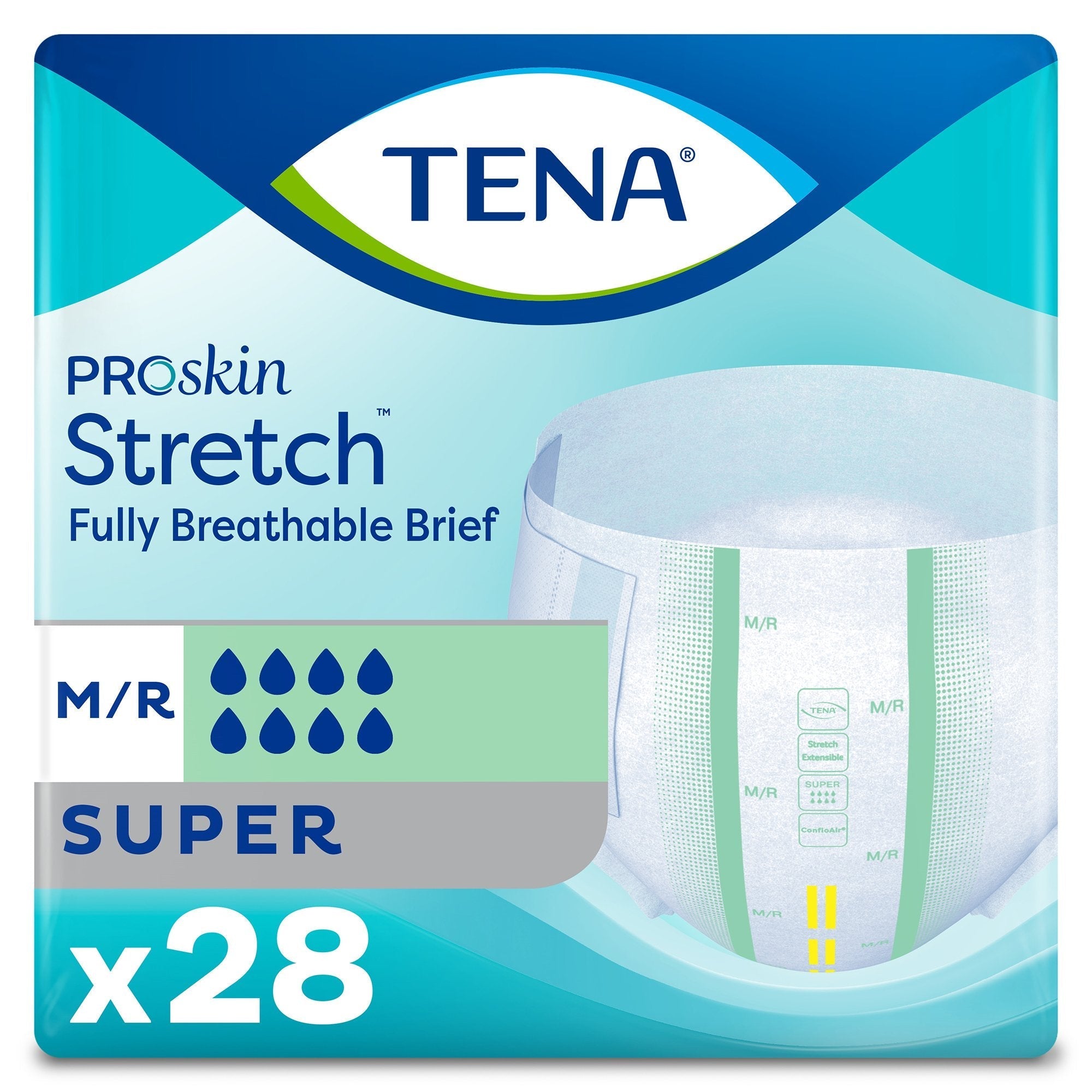 unisex adult incontinence brief tena proskin stretch™ super medium disposable heavy absorbency