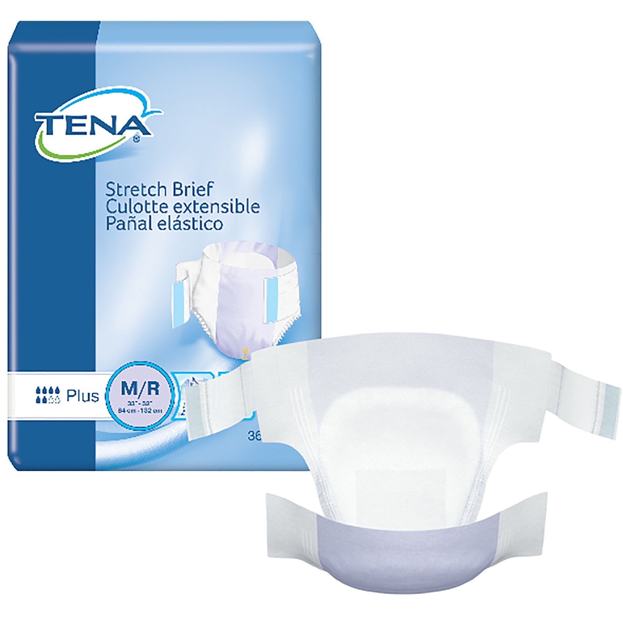 Unisex Adult Incontinence Brief TENA Stretch Plus Medium Disposable Moderate Absorbency