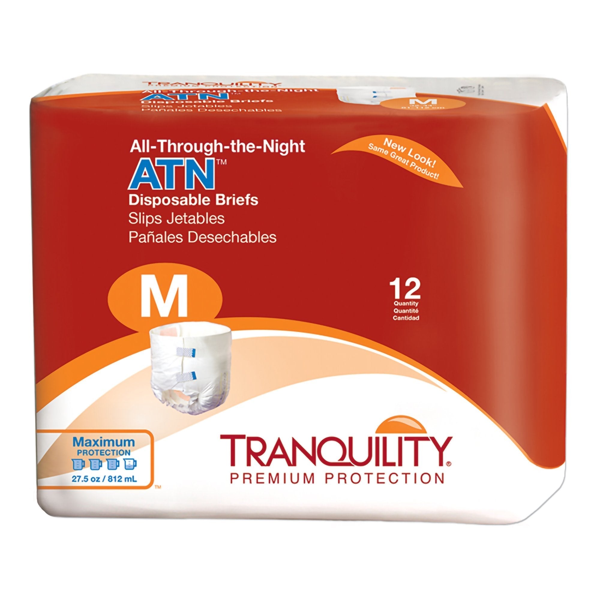 Unisex Adult Incontinence Brief Tranquility ATN Medium Disposable Heavy Absorbency