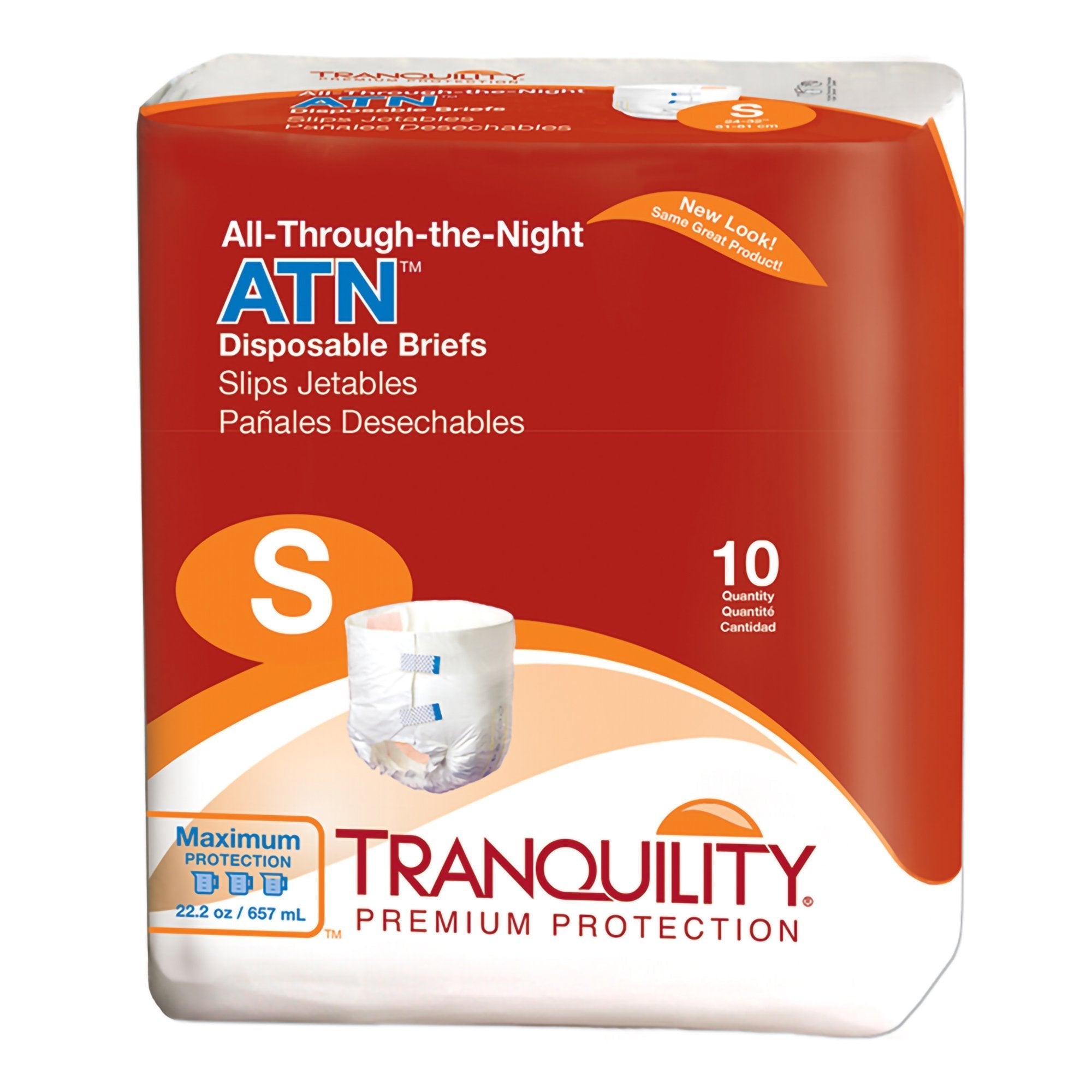 Unisex Adult Incontinence Brief Tranquility ATN Small Disposable Heavy Absorbency