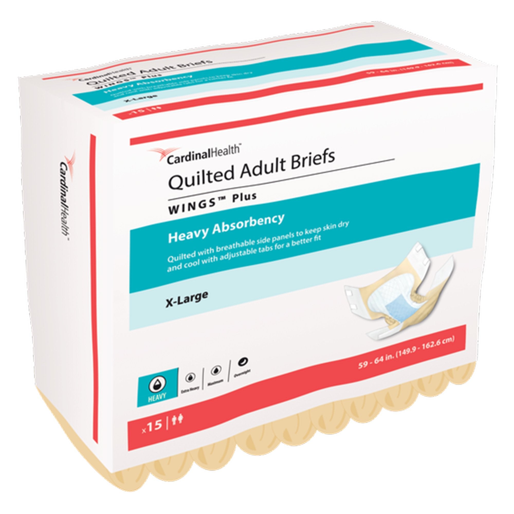 Unisex Adult Incontinence Brief Wings Plus Quilted X Large Disposable Heavy Absorbency