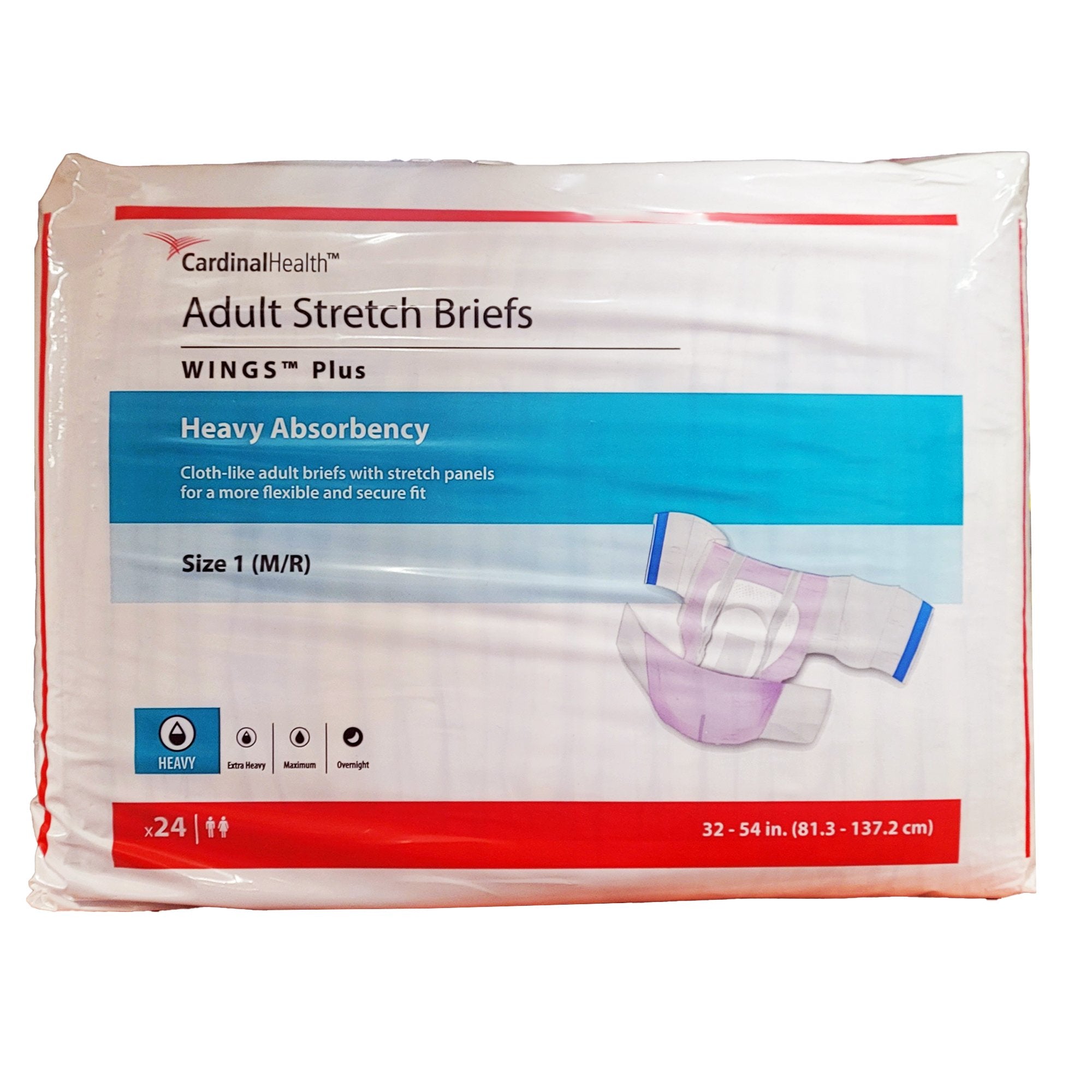 Unisex Adult Incontinence Brief Wings Plus Size 1 Disposable Heavy Absorbency