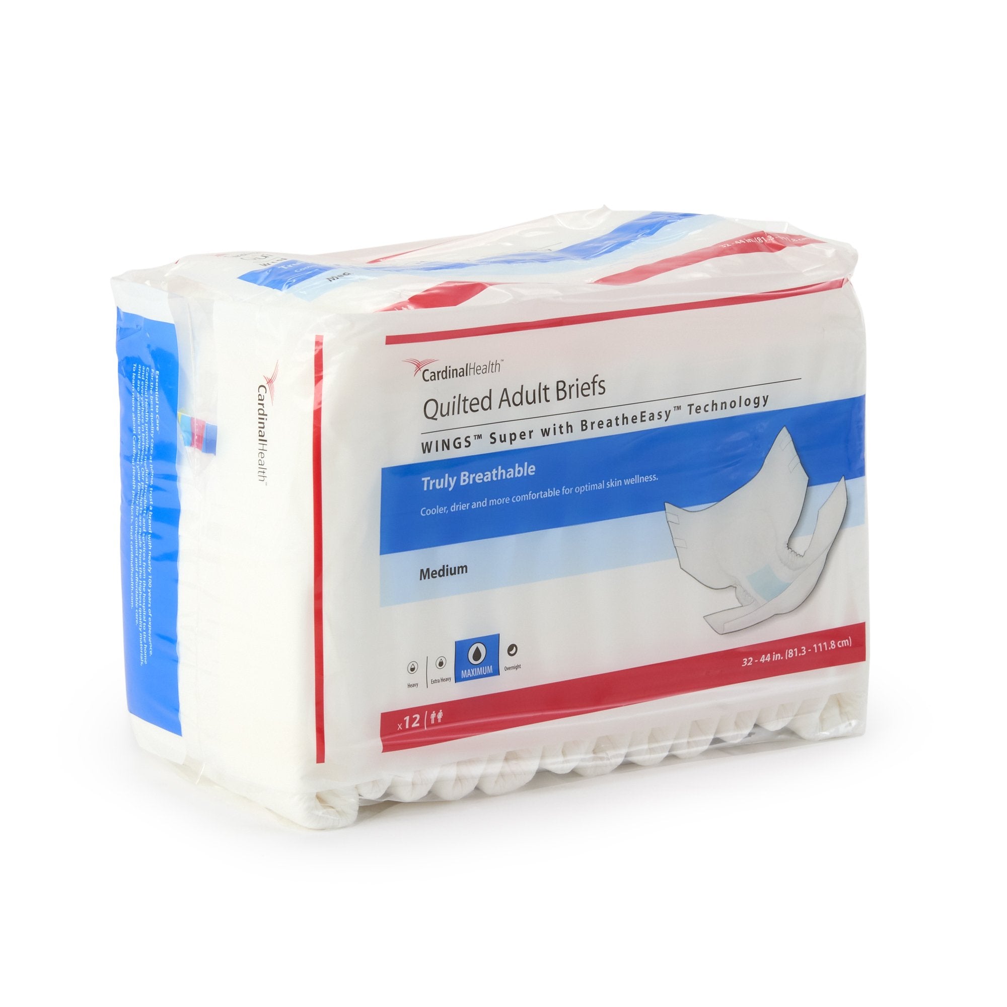 Unisex Adult Incontinence Brief Wings Super Quilted Medium Disposable Heavy Absorbency