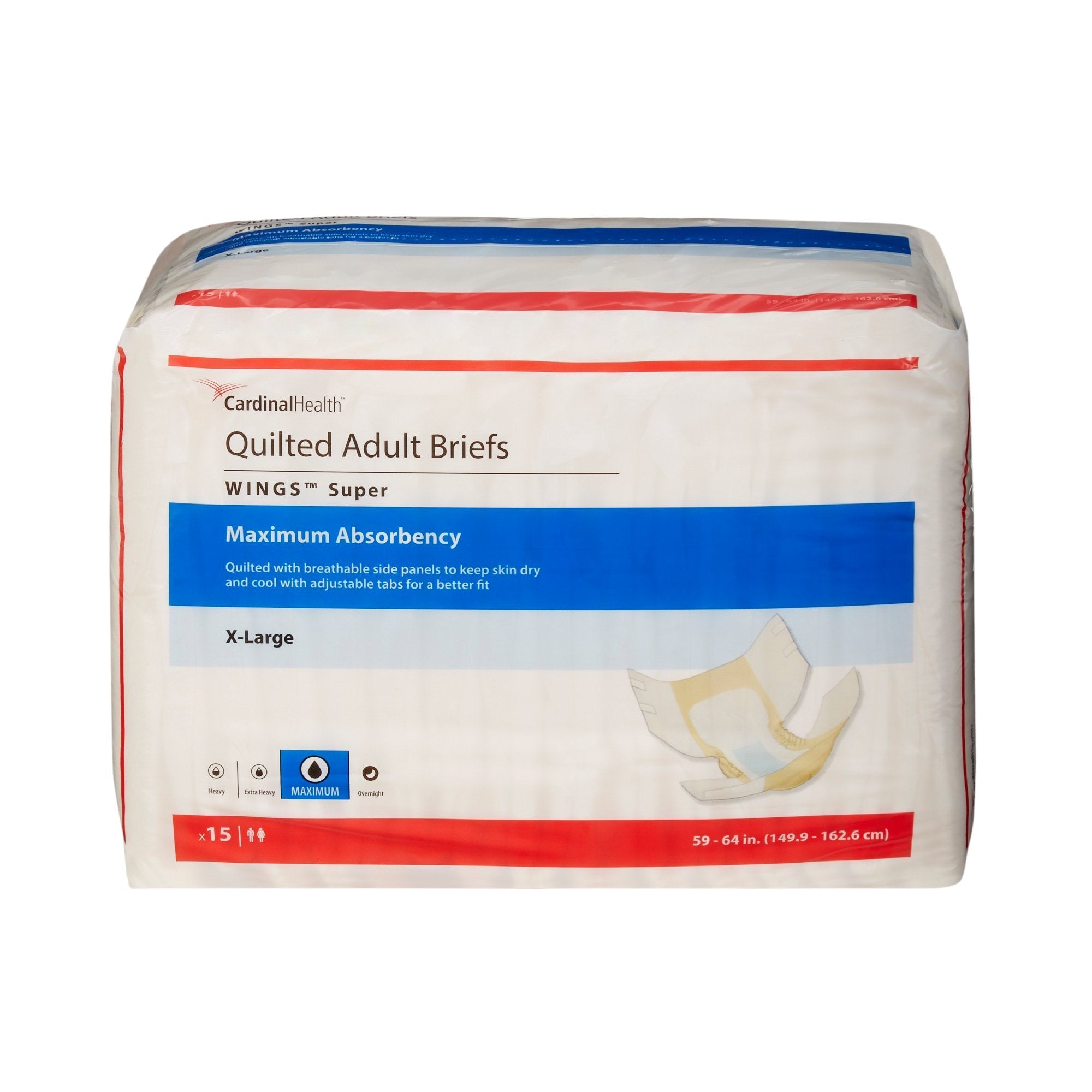 Unisex Adult Incontinence Brief Wings Super Quilted X Large Disposable Heavy Absorbency