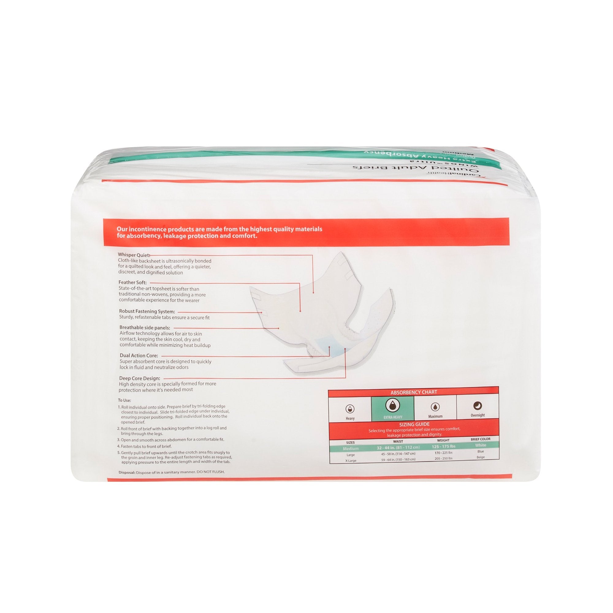 unisex adult incontinence brief wings ultra medium disposable heavy absorbency packaging type case