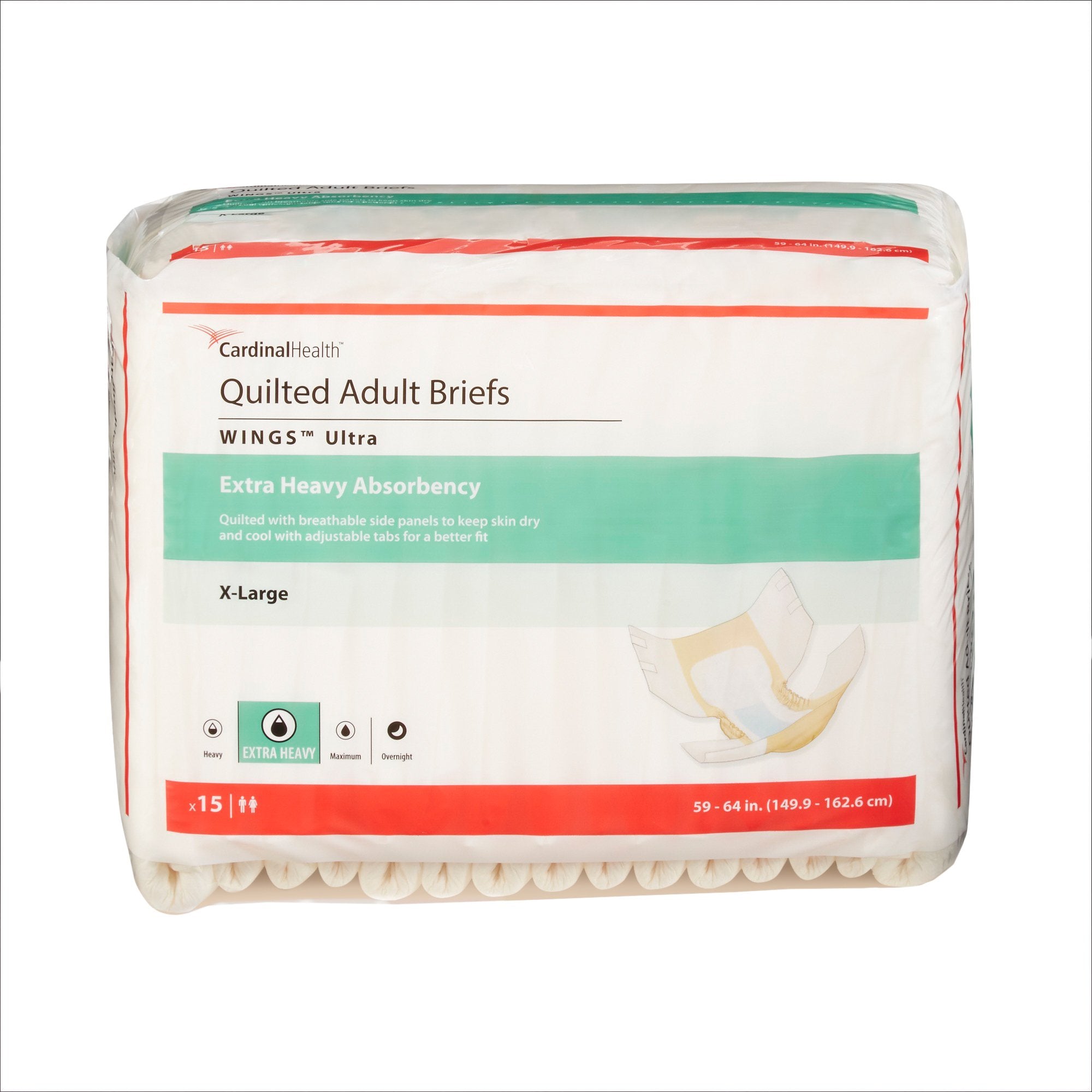Unisex Adult Incontinence Brief Wings Ultra X Large Disposable Heavy Absorbency