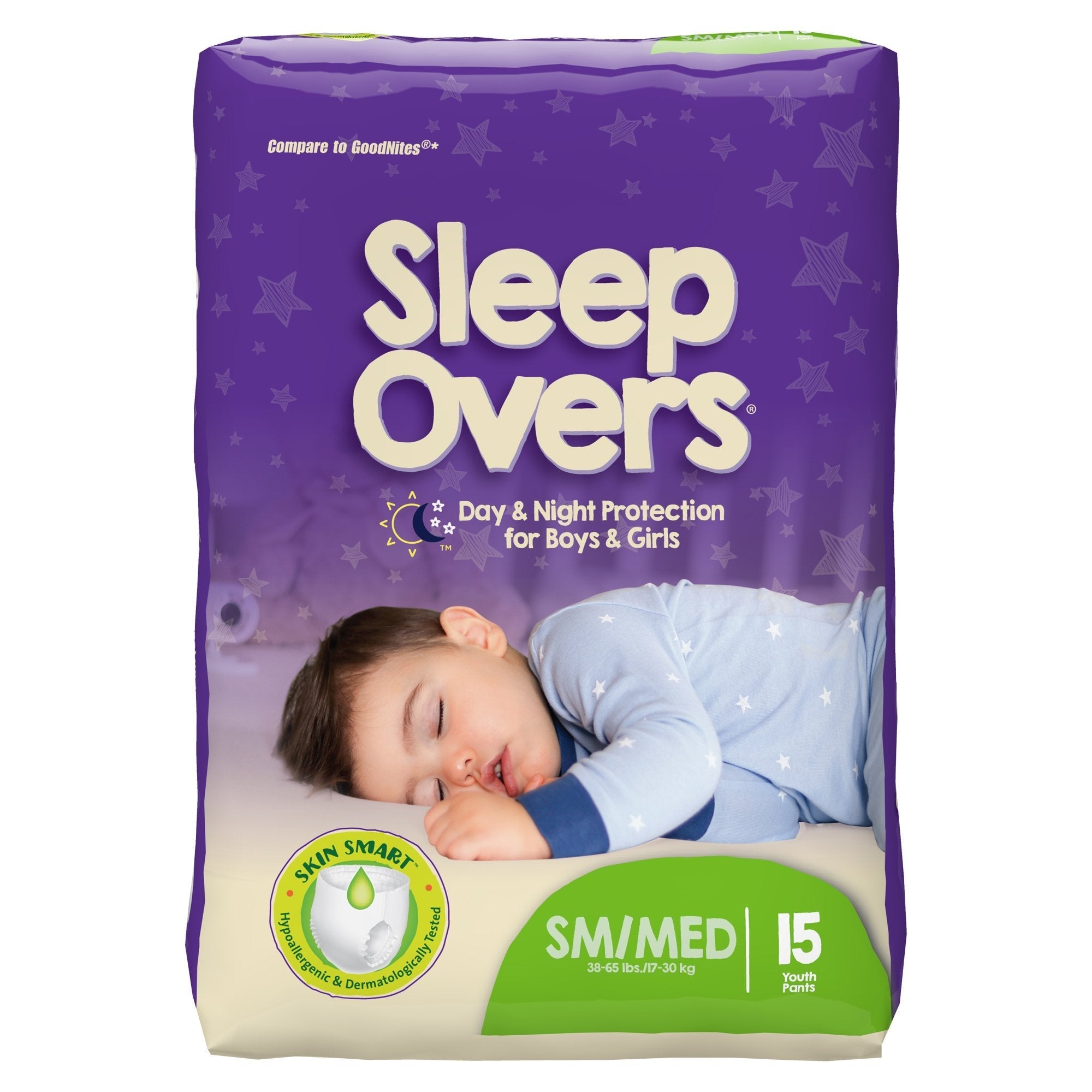 Unisex Youth Absorbent Underwear Cuties Sleep Overs Pull On with Tear Away Seams Small / Medium Disposable Heavy Absorbency