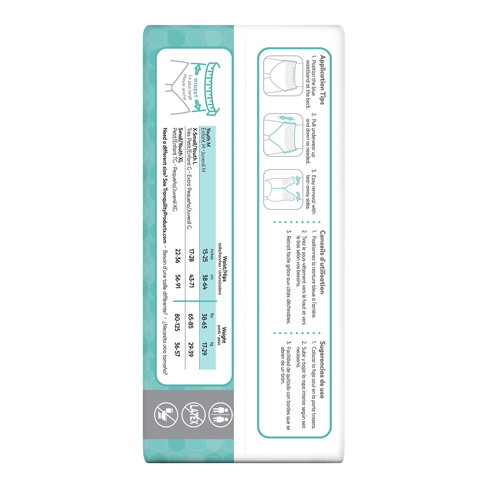 unisex youth absorbent underwear tranquility essential pull on with tear away seams medium disposable heavy absorbency packaging type case