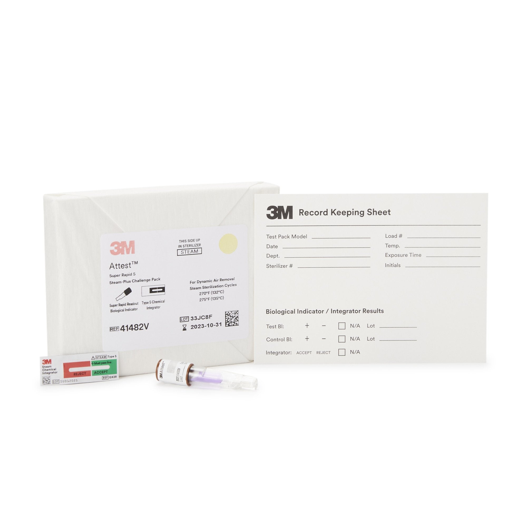 Attest Super Rapid 5 Steam-Plus Sterilization Indicator Challenge Pack Steam 2 Inch Length