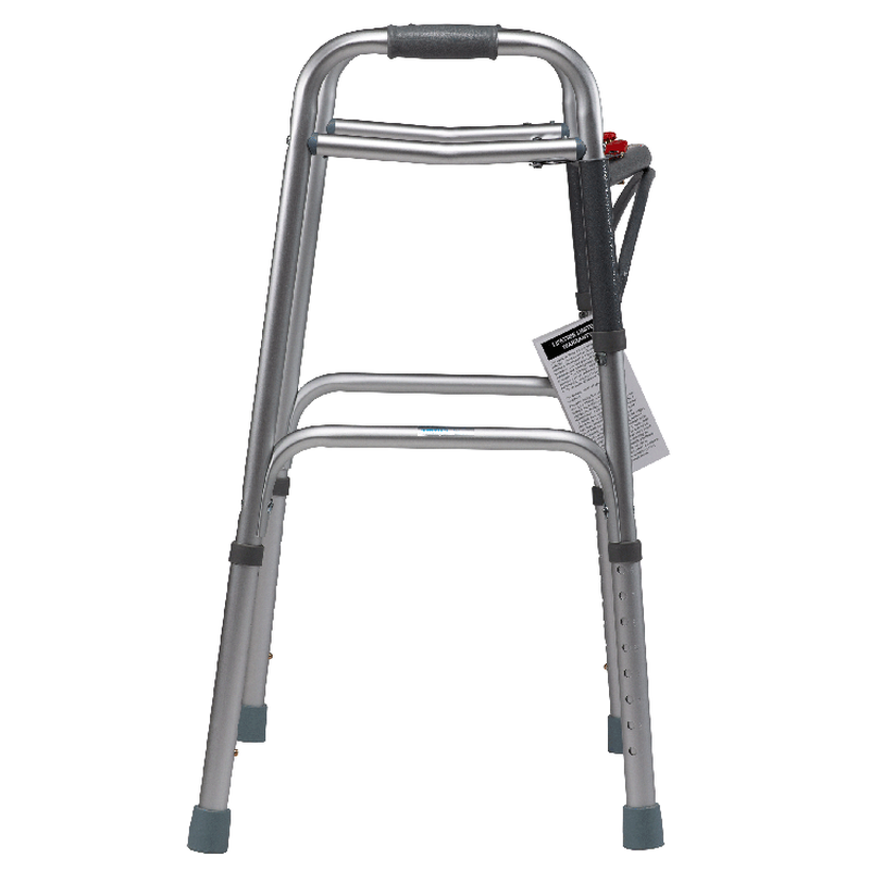 Dynarex Two Button Folding Walker - Lightweight, Adjustable Mobility Aid for Enhanced Stability and Support. Perfect for Seniors and Rehabilitation Use.