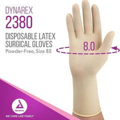 dynarex sterile latex surgical gloves powder free 50pairs 4cs