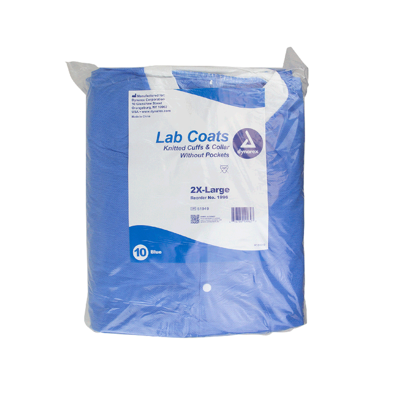 dynarex disposable lab coats without pockets
