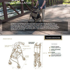 Elite Travel Rollator - Lightweight, foldable design for easy transport. Features ergonomic hand grips and adjustable height for comfort. Perfect for mobility on the go!