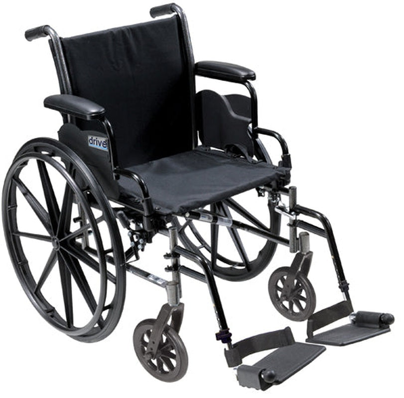 Drive Medical K3 Cruiser III Wheelchair with Removable flip-back arms and Elevating Leg Rests ,8" front Wheels ,300 lbs Weight Capacity ,18" (W) x 16" - 18" (D) ,K318DDA-ELR