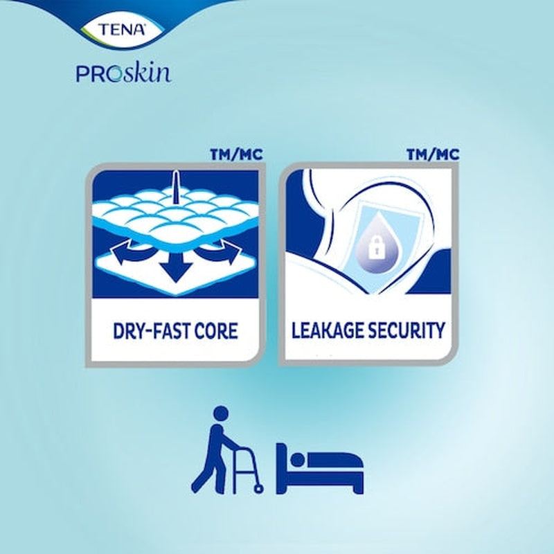 incontinence liner tena proskin day plus 24 inch length heavy absorbency dry fast core one size fits most packaging type case