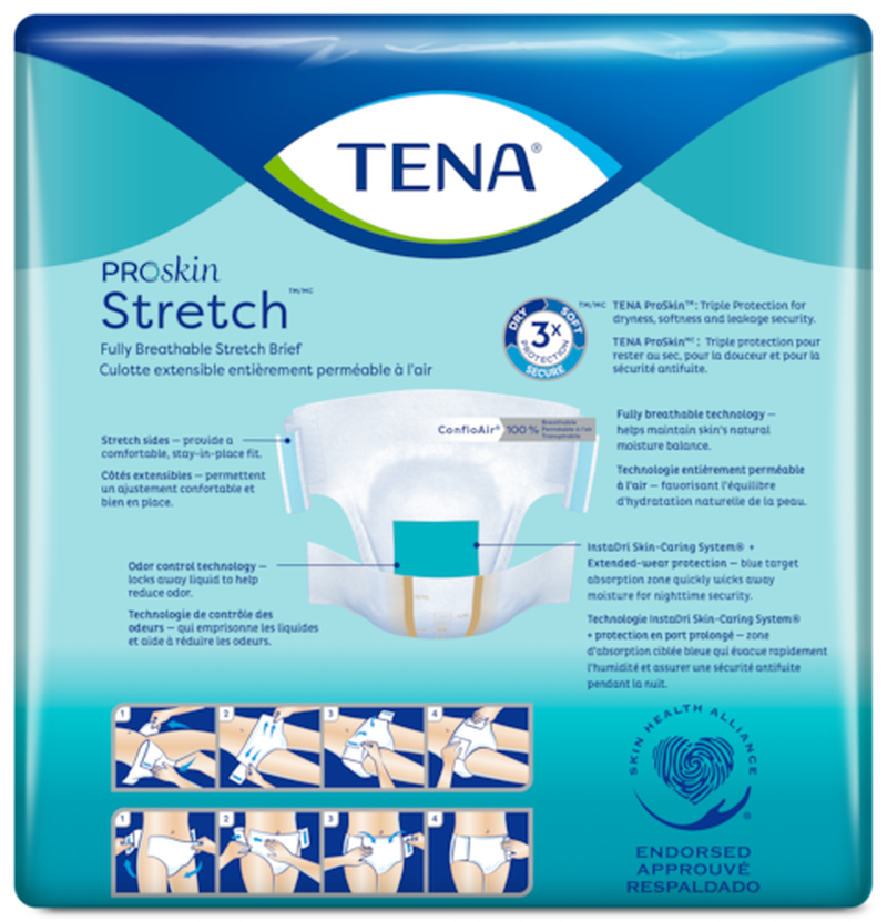 unisex adult incontinence brief tena proskin stretch ultra 2x large disposable heavy absorbency packaging type case