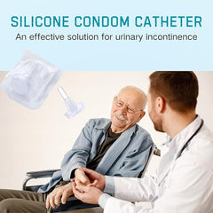 male external catheter natural non adhesive reusable strap silicone medium packaging type box