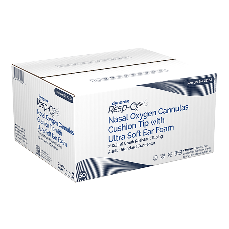 Dynarex Nasal Oxygen Cannulas - Ultra Soft Ear Foam & Cushion Tip for Maximum Comfort - Ideal for Long-Term Use and Enhanced Breathing Support