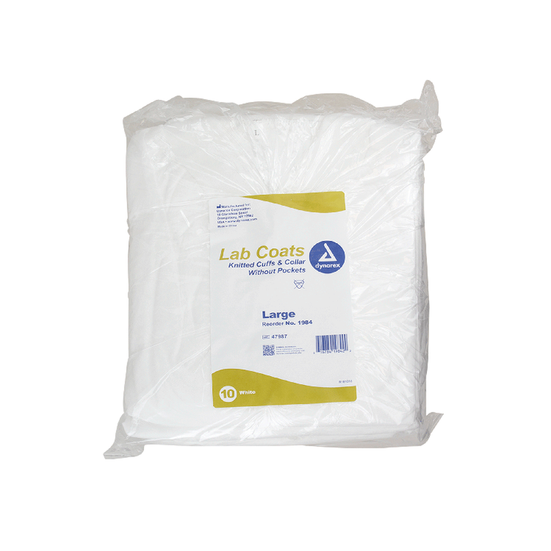 dynarex disposable lab coats without pockets