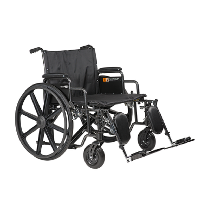 Dynarex Bari+Max HD Wheelchair with Detachable desk-length padded armrests and Elevating Leg rest ,24 inch Wheels ,700 pounds Weight Capacity ,32x20inch ,10293