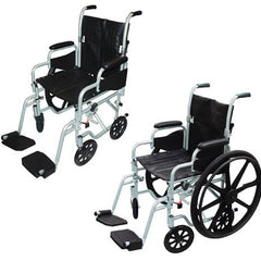 Pollywog Transport Combination Wheelchair with Desk-length removable armrests and Swing Away Footrest ,8" Front 24" rare Wheels ,Carry Pocket On Backrest 250 lbs Weight Capacity ,TR20A