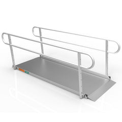 Portable Ramp Solid Surface 8' W/handrails Two-line 3g