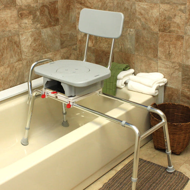 Snap-n-save Sliding Transfer Bench W/cut Out Swivel Seat