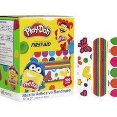 Adhesive Strip American White Cross 3/4 X 3 Inch Plastic Rectangle Kid Design (Play Doh) Sterile