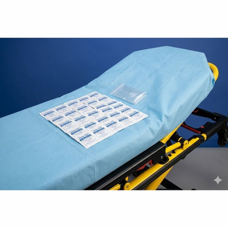 Stretcher Sheet SureFit Fitted Sheet 30 W X 84 L Inch Light Blue Nonwoven Polypropylene Disposable, Packaging Type- Case