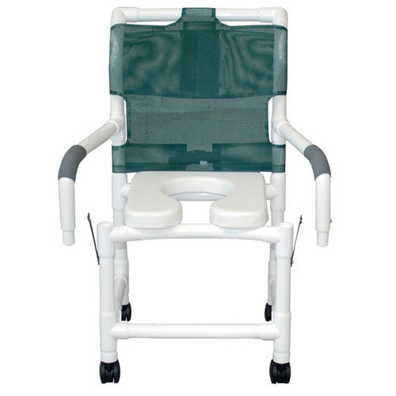 Shower Chair W/soft Seat Dlx Elongated Dual Drop Arm