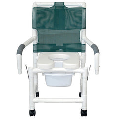Shower Chair 18 W W/soft Seat Elongated Droparm Square Pail