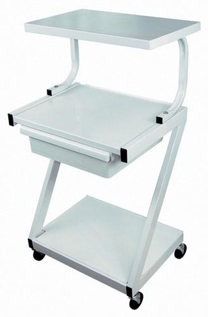 Z-cart Steel 3-shelf W/drawer White