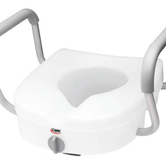 Carex E-Z Lock Raised Toilet Seat W/ Adjustable Armrests