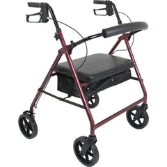 Bariatric Rollator W/ 8 Wheels Burgundy All Care Store
