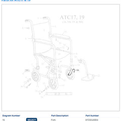 Drive Medical STDS3J0904 Front Fork For 10950 Transport Chairs