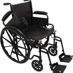 Probasics K2 Wheelchair with flip back removable padded armrests and Elevating Leg rest ,8" x 1" Front 24" Back Wheels ,300 lbs Weight Capacity ,16" x 16" ,WC21616DE